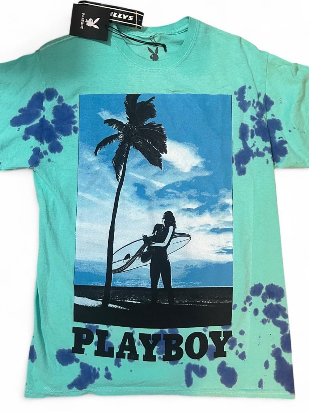 PLAYBOY Turquoise Tie Dye Surf Graphic Tee (NWT)